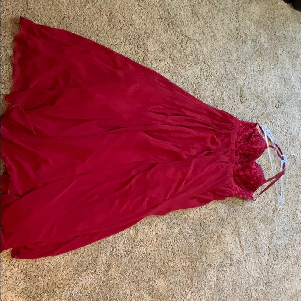 Red backless prom dress!